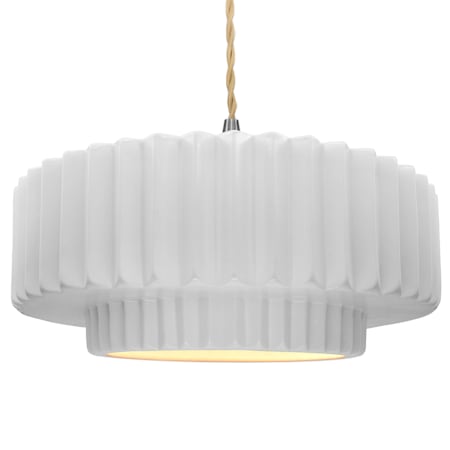 Justice Design Group Radiance 16" Wide LED Pendant with a Ceramic Gloss White Shade Brushed Nickel