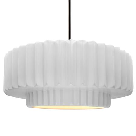 Justice Design Group Radiance 16" Wide Pendant with a Ceramic Gloss White Shade Brushed Nickel