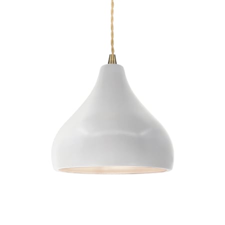 Justice Design Group Radiance 8" Wide Mini Pendant with a Ceramic Bisque Shade Antique Brass