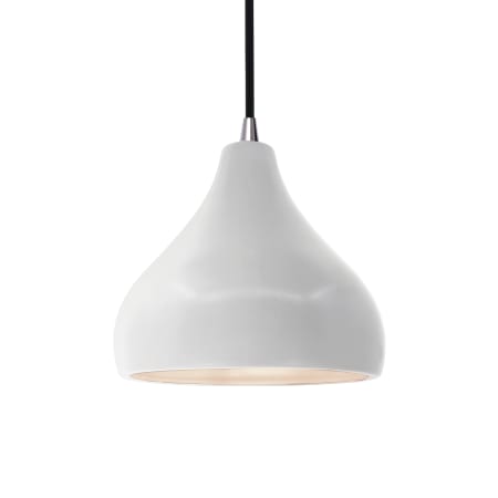 Justice Design Group Radiance 8" Wide Mini Pendant with a Ceramic Bisque Shade Brushed Nickel