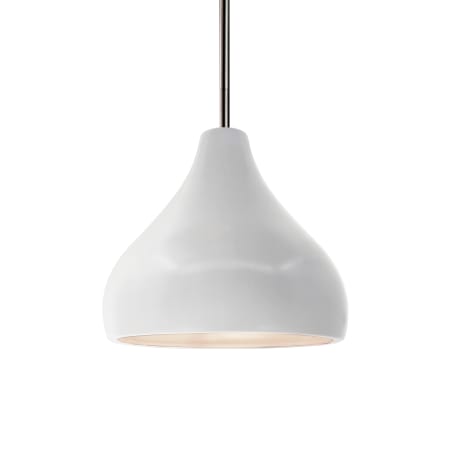 Justice Design Group Radiance 8" Wide Mini Pendant with a Ceramic Bisque Shade Brushed Nickel