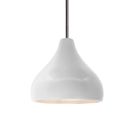 Justice Design Group Radiance 8" Wide LED Mini Pendant with a Ceramic Bisque Shade Brushed Nickel