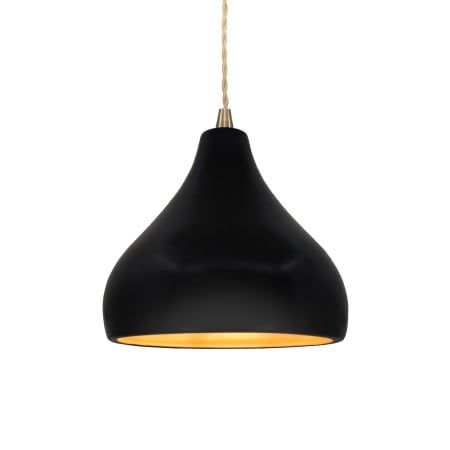 Justice Design Group Radiance 8" Wide LED Mini Pendant with a Ceramic Carbon Matte Black and Champagne Gold Shade Antique Brass