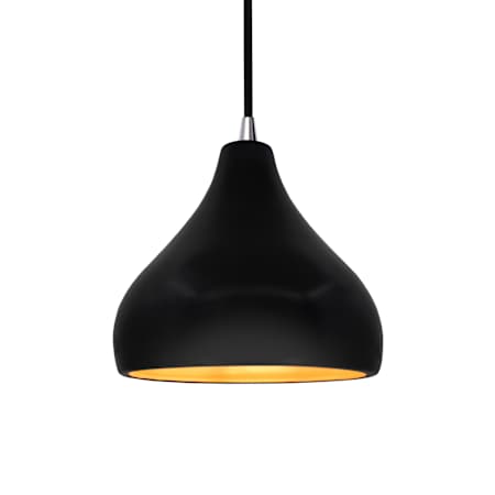 Justice Design Group Radiance 8" Wide Mini Pendant with a Ceramic Carbon Matte Black and Champagne Gold Shade Brushed Nickel