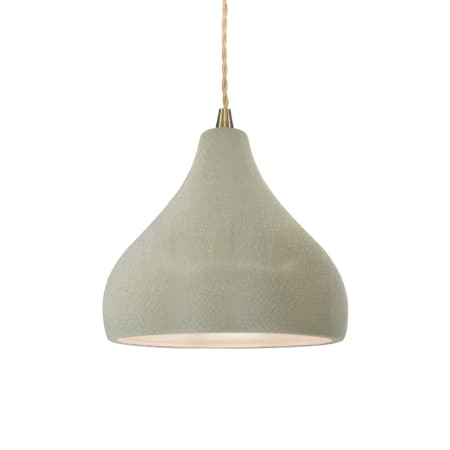 Justice Design Group Radiance 8" Wide Mini Pendant with a Ceramic Celadon Green Crackle Shade Antique Brass
