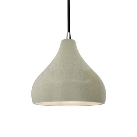 Justice Design Group Radiance 8" Wide LED Mini Pendant with a Ceramic Celadon Green Crackle Shade Brushed Nickel