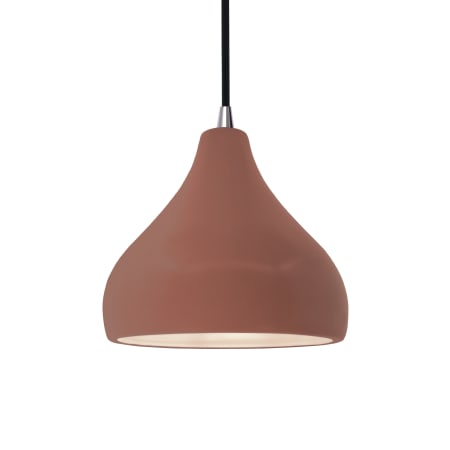 Justice Design Group Radiance 8" Wide LED Mini Pendant with a Ceramic Canyon Clay Shade Brushed Nickel