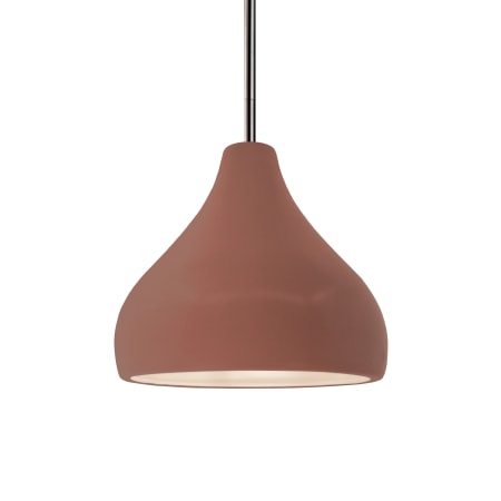 Justice Design Group Radiance 8" Wide LED Mini Pendant with a Ceramic Canyon Clay Shade Brushed Nickel