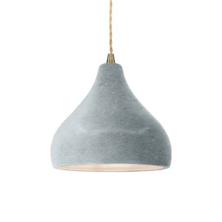 Justice Design Group Radiance 8" Wide Mini Pendant with Twisted Beige Cord and Concrete Shade Antique Brass / Concrete