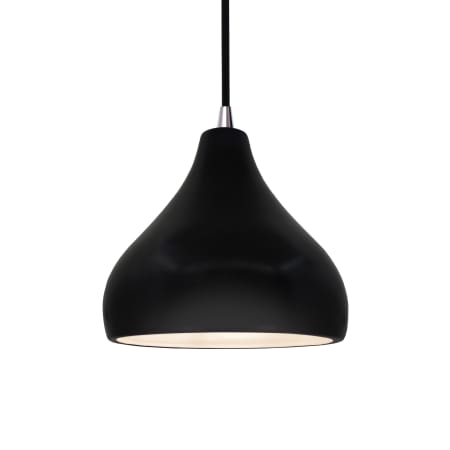 Justice Design Group Radiance 8" Wide LED Mini Pendant with a Ceramic Carbon Matte Black Shade Brushed Nickel