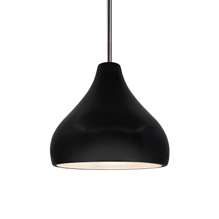 Justice Design Group Radiance 8" Wide Mini Pendant with a Ceramic Carbon Matte Black Shade Brushed Nickel