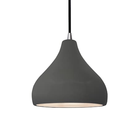 Justice Design Group Radiance 8" Wide LED Mini Pendant with a Ceramic Gloss Grey Shade Brushed Nickel