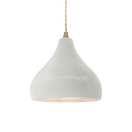 Justice Design Group Radiance 8" Wide LED Mini Pendant with a Ceramic Matte White Shade Antique Brass