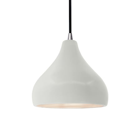 Justice Design Group Radiance 8" Wide Mini Pendant with a Ceramic Matte White Shade Brushed Nickel