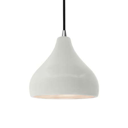 Justice Design Group Radiance 8" Wide LED Mini Pendant with a Ceramic Matte White Shade Brushed Nickel