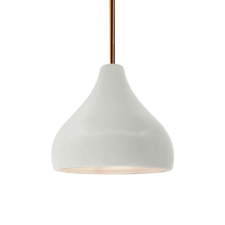 Justice Design Group Radiance 8" Wide LED Mini Pendant with a Ceramic Matte White Shade Brushed Nickel