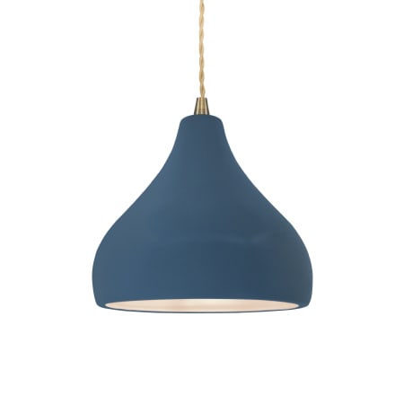 Justice Design Group Radiance 8" Wide Mini Pendant with a Ceramic Midnight Sky and Matte White Shade Antique Brass