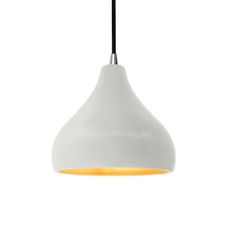 Justice Design Group Radiance 8" Wide LED Mini Pendant with a Ceramic Matte White and Champagne Gold Shade Brushed Nickel