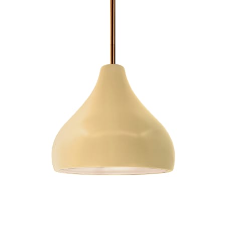 Justice Design Group Radiance 8" Wide LED Mini Pendant with a Ceramic Muted Yellow Shade Brushed Nickel