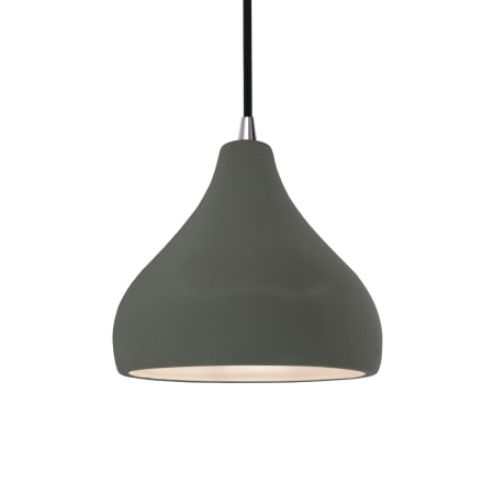Justice Design Group Radiance 8" Wide Mini Pendant with a Ceramic Pewter Green Shade Brushed Nickel