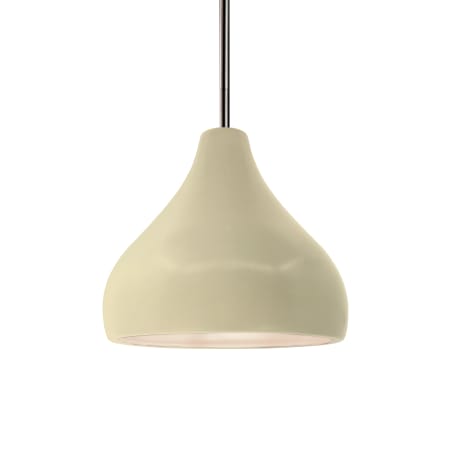 Justice Design Group Radiance 8" Wide Mini Pendant with a Ceramic Vanilla Gloss Shade Brushed Nickel