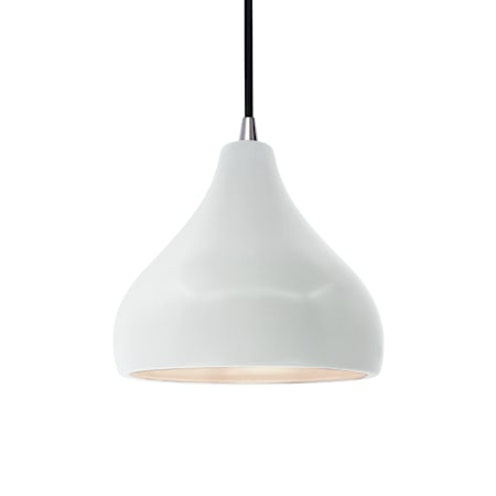 Justice Design Group Radiance 8" Wide Mini Pendant with a Ceramic Gloss White Shade Brushed Nickel