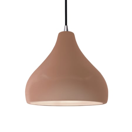 Justice Design Group Radiance 12" Wide LED Pendant with a Ceramic Adobe Shade Brushed Nickel