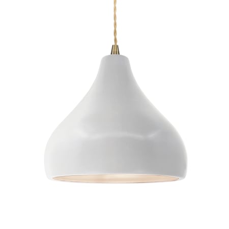 Justice Design Group Radiance 12" Wide Pendant with Twisted Beige Cord and Bisque Shade Antique Brass / Bisque