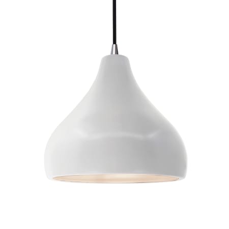 Justice Design Group Radiance 12" Wide LED Pendant with a Ceramic Bisque Shade Brushed Nickel