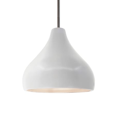 Justice Design Group Radiance 12" Wide Pendant with a Ceramic Bisque Shade Brushed Nickel