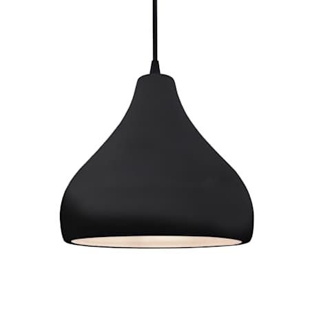 Justice Design Group Radiance 12" Wide Pendant with a Ceramic Gloss Black and White Shade Brushed Nickel