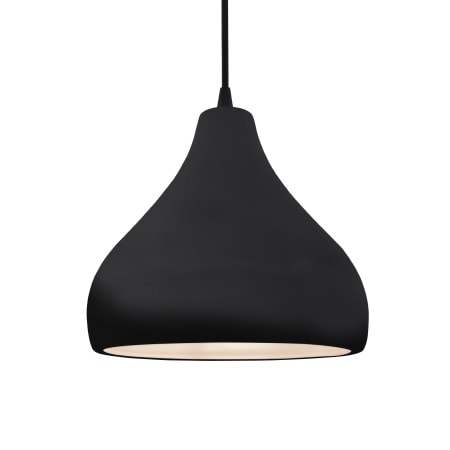 Justice Design Group Radiance 12" Wide LED Pendant with a Ceramic Gloss Black Shade Brushed Nickel