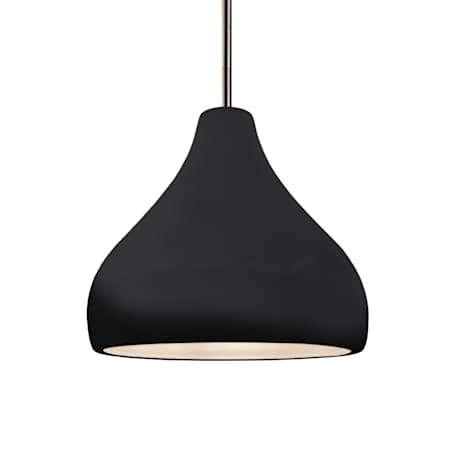 Justice Design Group Radiance 12" Wide Pendant with a Ceramic Gloss Black Shade Brushed Nickel