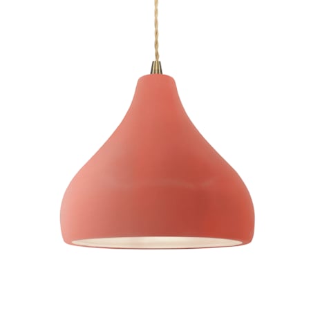 Justice Design Group Radiance 12" Wide Pendant with Twisted Beige Cord and Gloss Blush Antique Brass / Glosh Blush