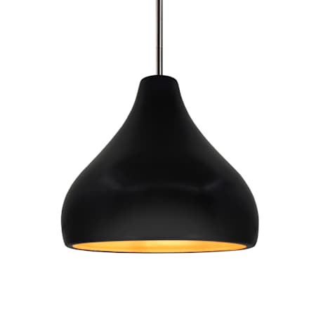 Justice Design Group Radiance 12" Wide LED Pendant with a Ceramic Carbon Matte Black and Champagne Gold Shade Brushed Nickel
