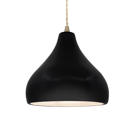 Justice Design Group Radiance 12" Wide Pendant with Twisted Beige Cord and Carbon Matte Black Shade Antique Brass / Carbon Matte Black