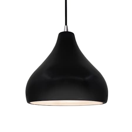 Justice Design Group Radiance 12" Wide Pendant with a Ceramic Carbon Matte Black Shade Brushed Nickel