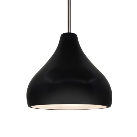 Justice Design Group Radiance 12" Wide LED Pendant with a Ceramic Carbon Matte Black Shade Brushed Nickel
