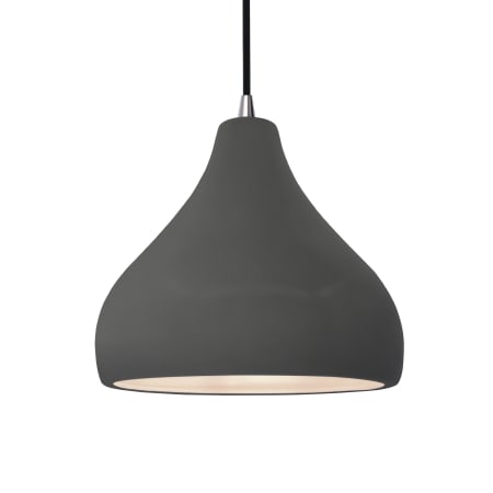 Justice Design Group Radiance 12" Wide LED Pendant with a Ceramic Gloss Grey Shade Brushed Nickel