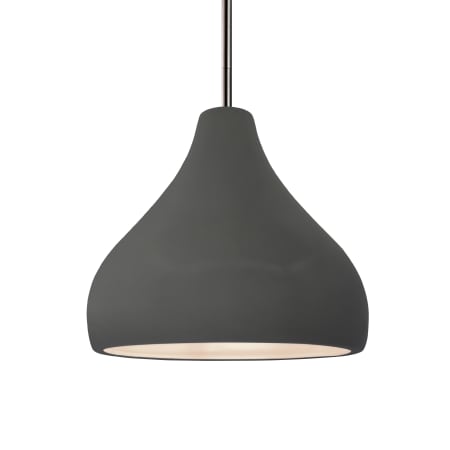 Justice Design Group Radiance 12" Wide Pendant with a Ceramic Gloss Grey Shade Brushed Nickel