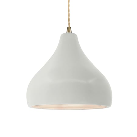 Justice Design Group Radiance 12" Wide LED Pendant with Twisted Beige Cord and Matte White Shade Antique Brass / Matte White