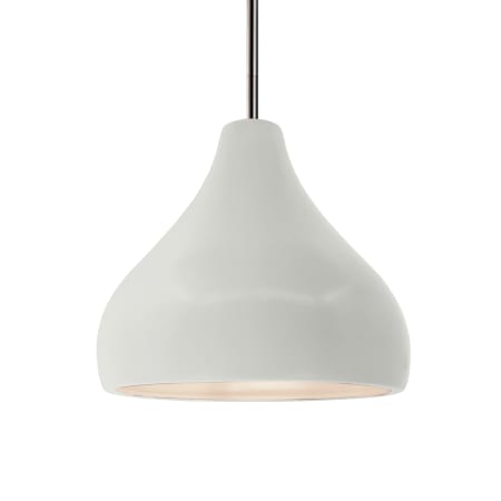Justice Design Group Radiance 12" Wide LED Pendant with a Ceramic Matte White Shade Brushed Nickel