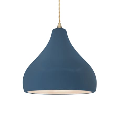 Justice Design Group Radiance 12" Wide Pendant with Twisted Beige Cord Antique Brass / Midnight Sky / Matte White