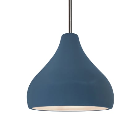 Justice Design Group Radiance 12" Wide Pendant with a Ceramic Midnight Sky and Matte White Shade Brushed Nickel