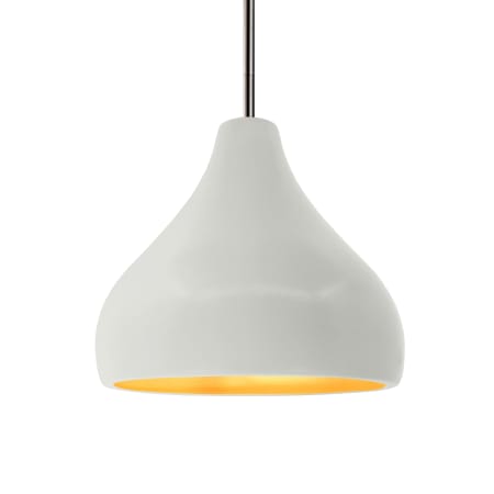 Justice Design Group Radiance 12" Wide LED Pendant with a Ceramic Matte White and Champagne Gold Shade Brushed Nickel