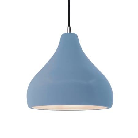 Justice Design Group Radiance 12" Wide LED Pendant with a Ceramic Sky Blue Shade Brushed Nickel