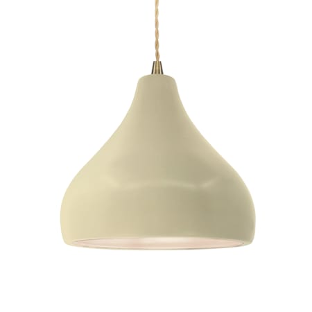 Justice Design Group Radiance 12" Wide Pendant with Twisted Beige Cord and Vanilla Gloss Shade Antique Brass / Vanilla Gloss