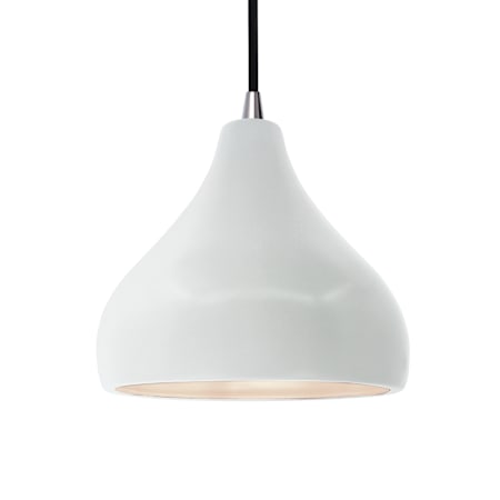 Justice Design Group Radiance 12" Wide LED Pendant with a Ceramic Gloss White Shade Brushed Nickel