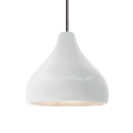 Justice Design Group Radiance 12" Wide Pendant with a Ceramic Gloss White Shade Brushed Nickel