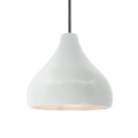 Justice Design Group Radiance 12" Wide LED Pendant with a Ceramic Gloss White Shade Brushed Nickel
